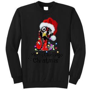 Chicken Merry Clucking Christmas Santa Funny Xmas Sweatshirt