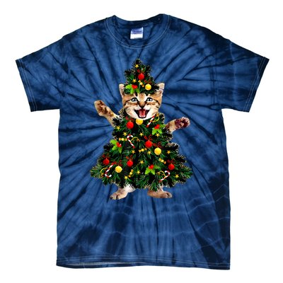 Cat Maine Coon Christmas Tree Holiday Cat Lovers Xmas Gift Tie-Dye T-Shirt