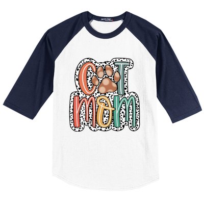 Cat Mom Cat Paw Mama Baseball Sleeve Shirt