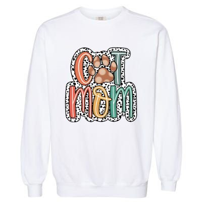 Cat Mom Cat Paw Mama Garment-Dyed Sweatshirt