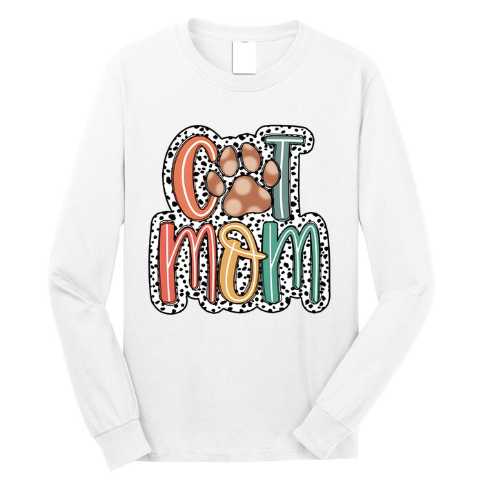 Cat Mom Cat Paw Mama Long Sleeve Shirt