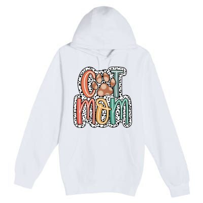 Cat Mom Cat Paw Mama Premium Pullover Hoodie