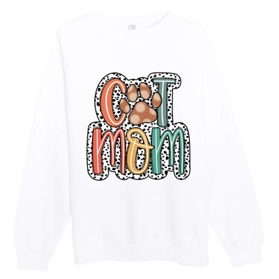 Cat Mom Cat Paw Mama Premium Crewneck Sweatshirt