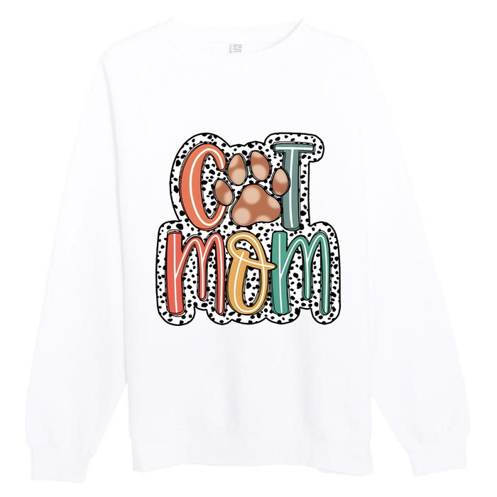 Cat Mom Cat Paw Mama Premium Crewneck Sweatshirt