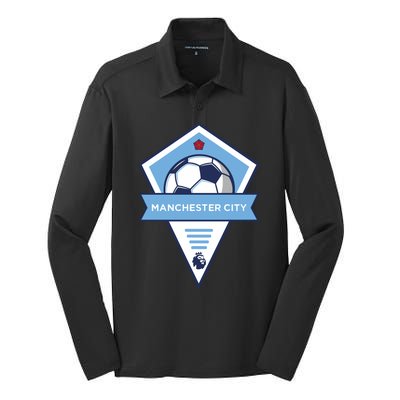 Cool Man City Soccer Team Silk Touch Performance Long Sleeve Polo