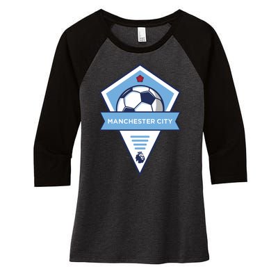 Cool Man City Soccer Team Women's Tri-Blend 3/4-Sleeve Raglan Shirt