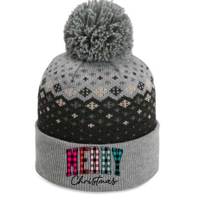 Cool Merry Christmas Multi Color Plaid The Baniff Cuffed Pom Beanie