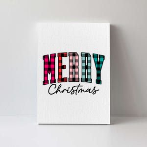 Cool Merry Christmas Multi Color Plaid Canvas