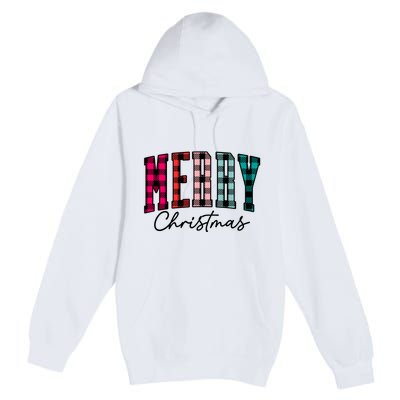 Cool Merry Christmas Multi Color Plaid Premium Pullover Hoodie