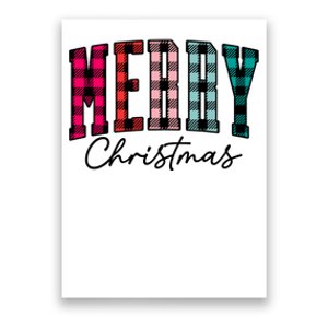 Cool Merry Christmas Multi Color Plaid Poster