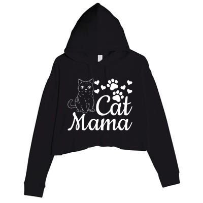 Cat Mama Cute Cat Mom Cat Lover Gift Cat Mama Gift Crop Fleece Hoodie