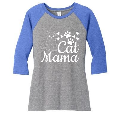 Cat Mama Cute Cat Mom Cat Lover Gift Cat Mama Gift Women's Tri-Blend 3/4-Sleeve Raglan Shirt