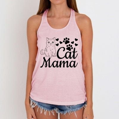 Cat Mama Cute Cat Mom Cat Lover Gift Cat Mama Gift Women's Knotted Racerback Tank