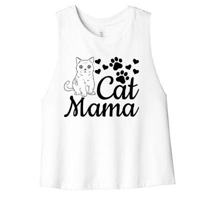 Cat Mama Cute Cat Mom Cat Lover Gift Cat Mama Gift Women's Racerback Cropped Tank