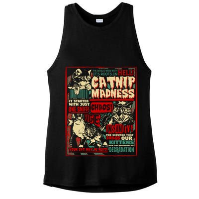 Catnip Madness Cute Kitten Cat Lover Gift For Cat Owners Ladies PosiCharge Tri-Blend Wicking Tank