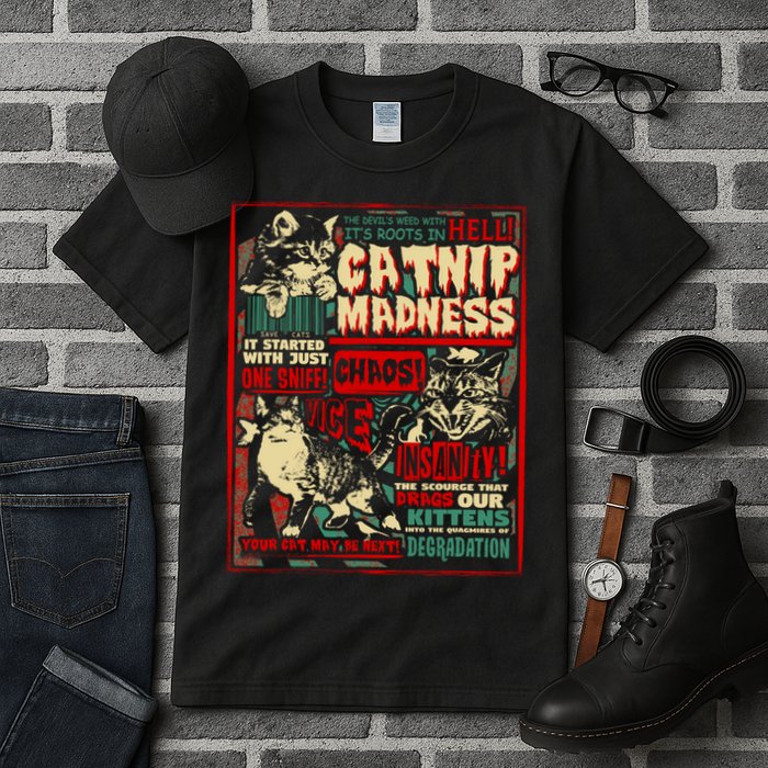 Catnip Madness Cute Kitten Cat Lover Gift For Cat Owners Tall T-Shirt