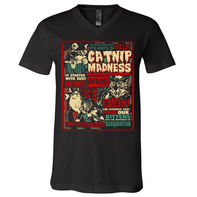 Catnip Madness Cute Kitten Cat Lover Gift For Cat Owners V-Neck T-Shirt