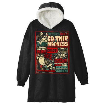 Catnip Madness Cute Kitten Cat Lover Gift For Cat Owners Hooded Wearable Blanket