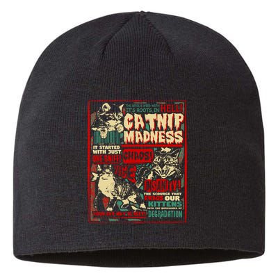 Catnip Madness Cute Kitten Cat Lover Gift For Cat Owners Sustainable Beanie