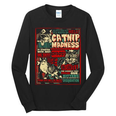 Catnip Madness Cute Kitten Cat Lover Gift For Cat Owners Tall Long Sleeve T-Shirt