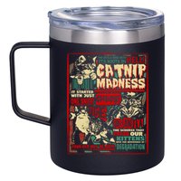 Catnip Madness Cute Kitten Cat Lover Gift For Cat Owners 12oz Stainless Steel Coffee Mug