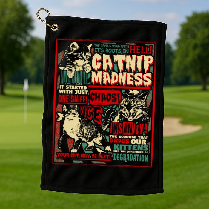 Catnip Madness Cute Kitten Cat Lover Gift For Cat Owners Golf Towel