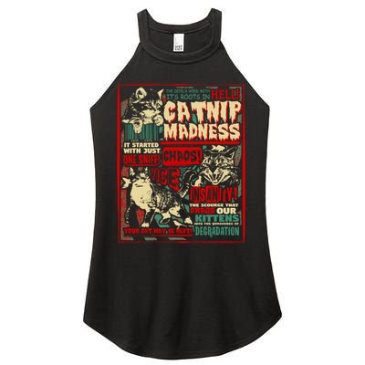 Catnip Madness Cute Kitten Cat Lover Gift For Cat Owners Women's Perfect Tri Rocker Tank
