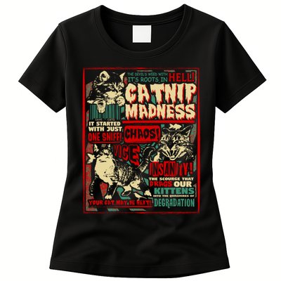 Catnip Madness Cute Kitten Cat Lover Gift For Cat Owners Womens T-Shirt