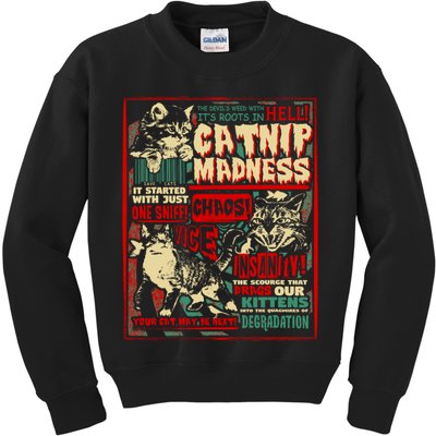 Catnip Madness Cute Kitten Cat Lover Gift For Cat Owners Kids Sweatshirt