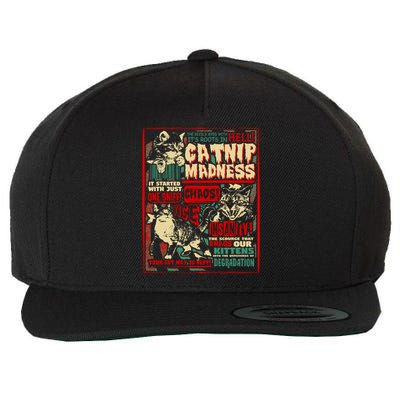 Catnip Madness Cute Kitten Cat Lover Gift For Cat Owners Wool Snapback Cap