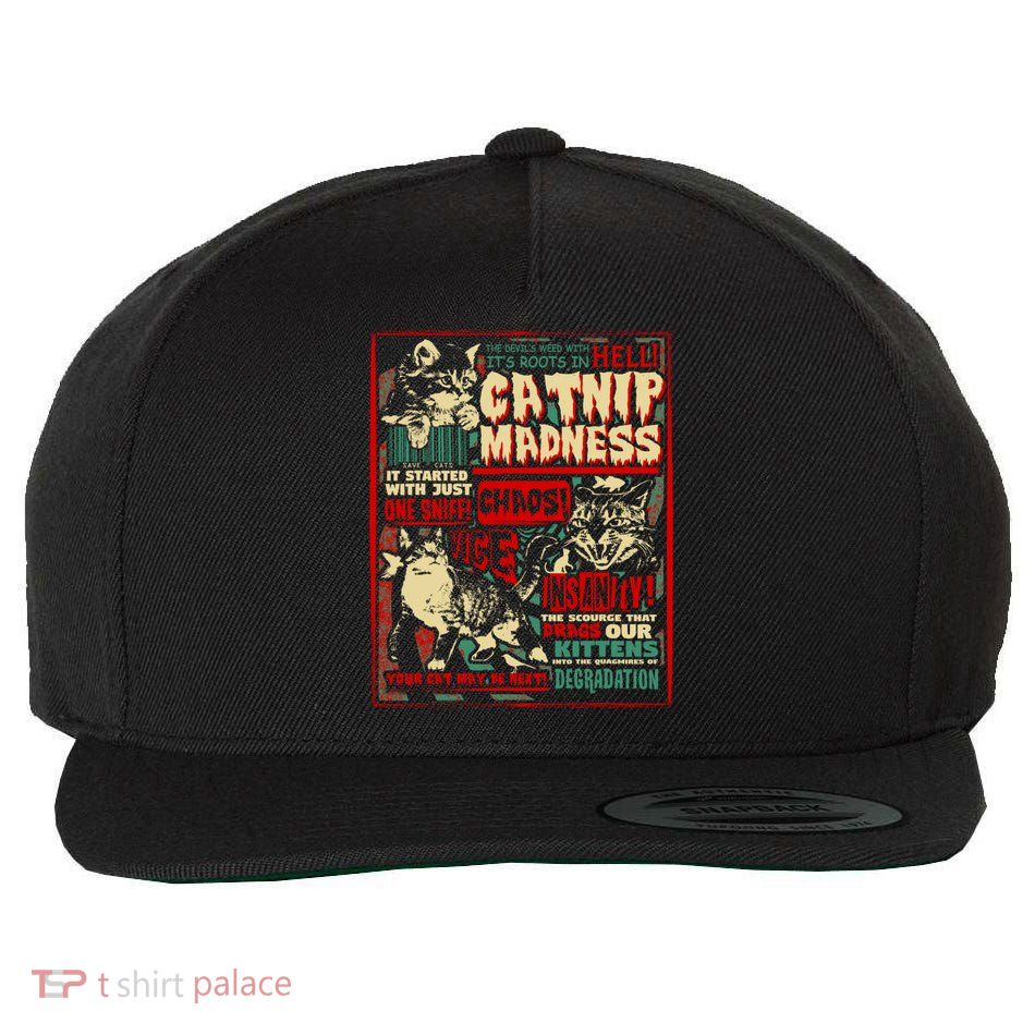 Catnip Madness Cute Kitten Cat Lover Gift For Cat Owners Wool Snapback Cap