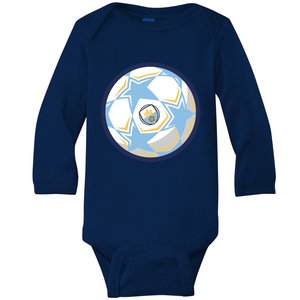 Cool Man City Soccer Team Ball Baby Long Sleeve Bodysuit