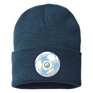 Cool Man City Soccer Team Ball Sustainable Knit Beanie