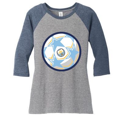 Cool Man City Soccer Team Ball Women's Tri-Blend 3/4-Sleeve Raglan Shirt