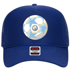 Cool Man City Soccer Team Ball High Crown Mesh Back Trucker Hat