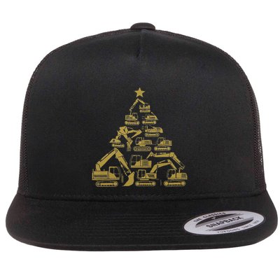 Construction Machinery Christmas Tree! Flat Bill Trucker Hat