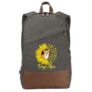 Corgi Mom Cute Corgi Dog Sunflower Happy Mors Day Cotton Canvas Backpack