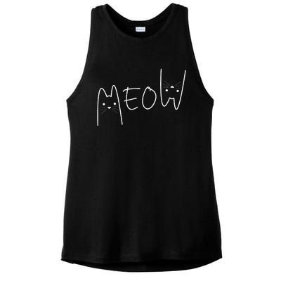 Cute Meow Cats Funny Feline Kitten Ladies PosiCharge Tri-Blend Wicking Tank