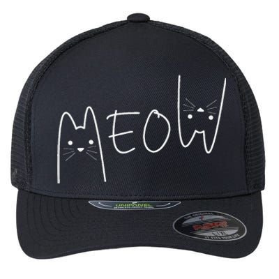 Cute Meow Cats Funny Feline Kitten Flexfit Unipanel Trucker Cap