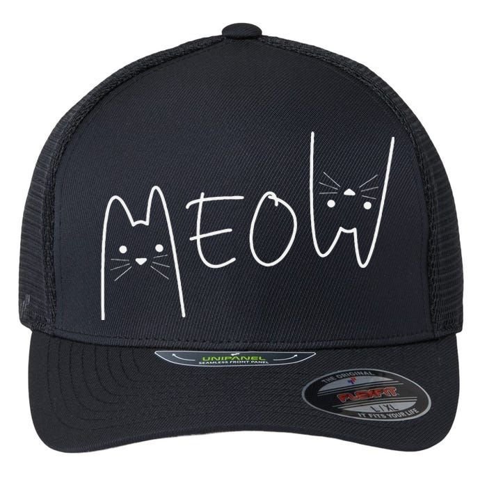 Cute Meow Cats Funny Feline Kitten Flexfit Unipanel Trucker Cap