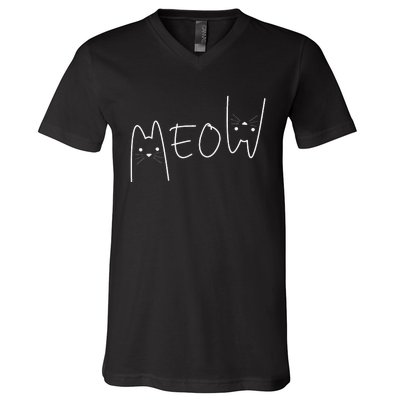 Cute Meow Cats Funny Feline Kitten V-Neck T-Shirt