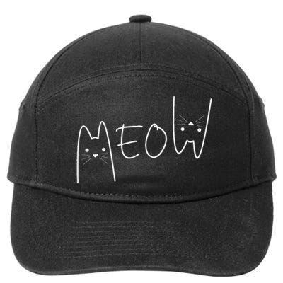 Cute Meow Cats Funny Feline Kitten 7-Panel Snapback Hat