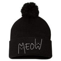 Cute Meow Cats Funny Feline Kitten Pom Pom 12in Knit Beanie