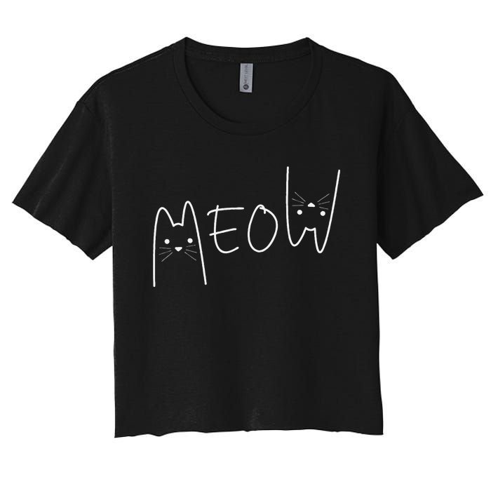 Cute Meow Cats Funny Feline Kitten Women's Crop Top Tee