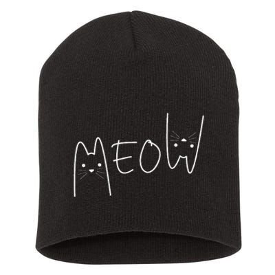 Cute Meow Cats Funny Feline Kitten Short Acrylic Beanie