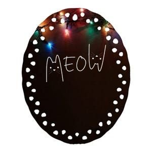 Cute Meow Cats Funny Feline Kitten Ceramic Oval Ornament