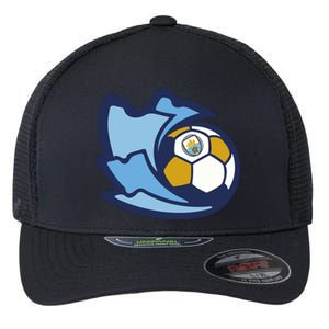 Cool Man City Soccer Ball Flexfit Unipanel Trucker Cap