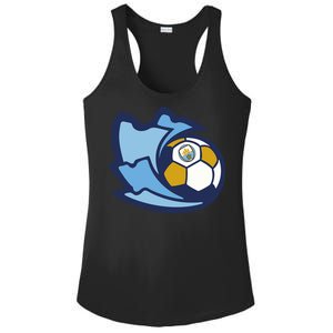 Cool Man City Soccer Ball Ladies PosiCharge Competitor Racerback Tank