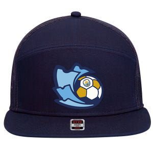 Cool Man City Soccer Ball 7 Panel Mesh Trucker Snapback Hat