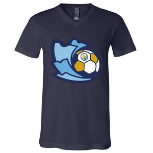 Cool Man City Soccer Ball V-Neck T-Shirt